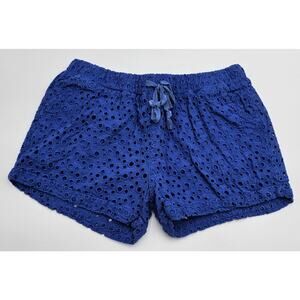 En Creme Women's M Blue Circle Eyelet Boutique Casual Coastal Cotton Shorts